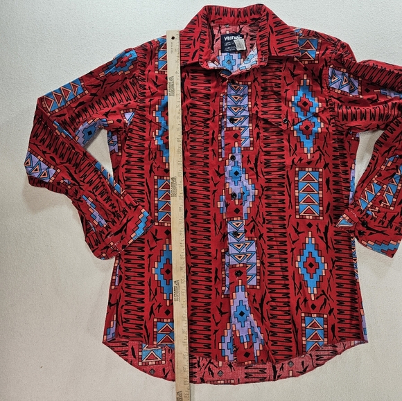Wrangler Brushpopper Western Shirt 16-35 Large Tall Red Aztec - Picture 6 of 8